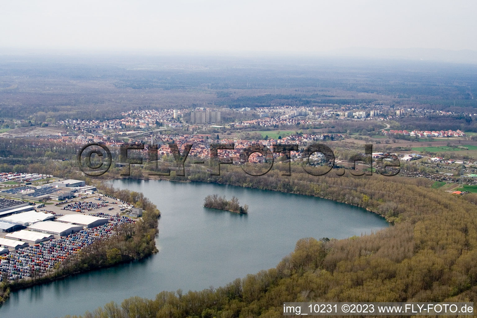 Wörth am Rhein, Industriegebiet Oberwald im Bundesland Rheinland-Pfalz, Deutschland aus der Drohnenperspektive