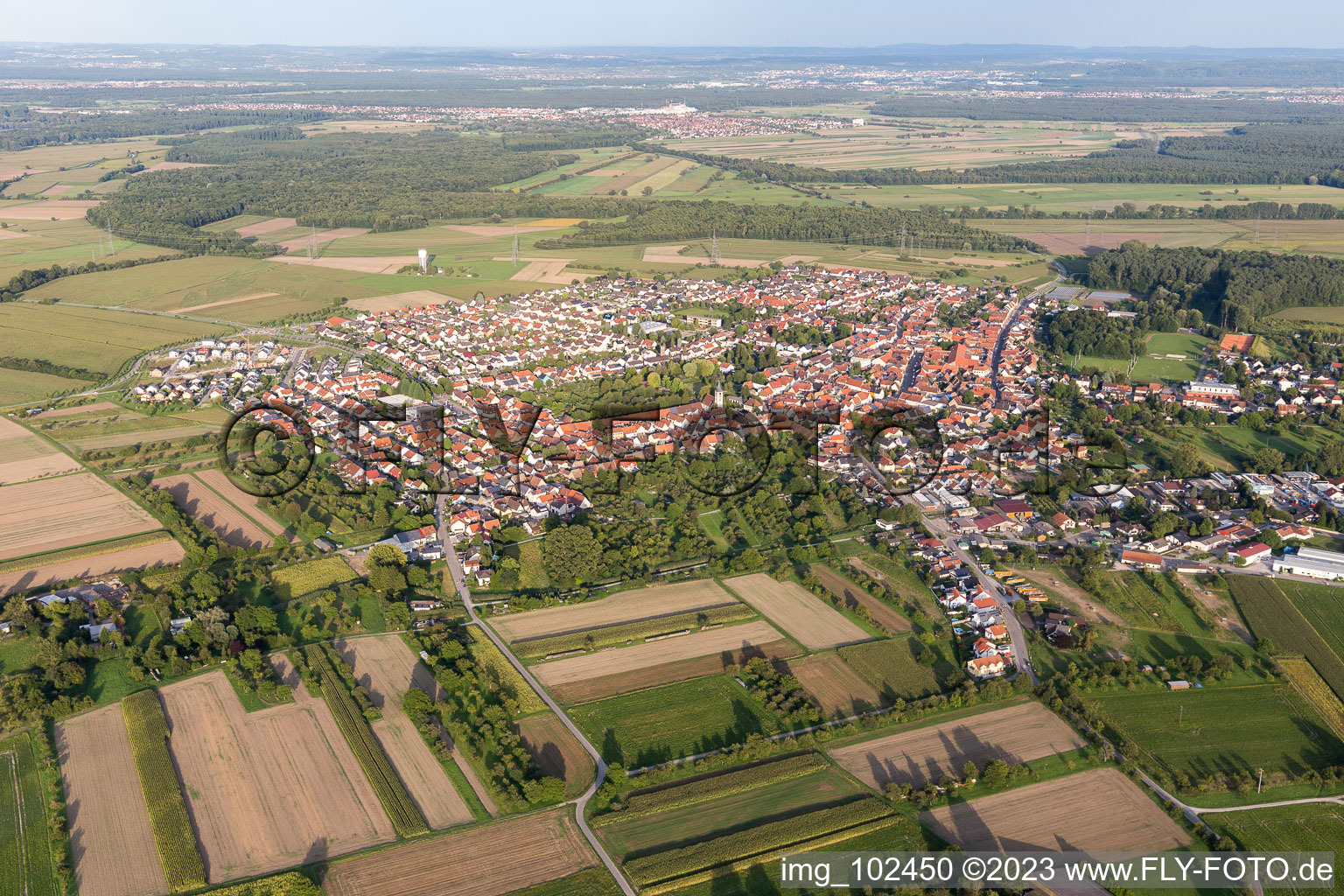 Luftbild von Dettenheim im Bundesland Baden-Württemberg, Deutschland