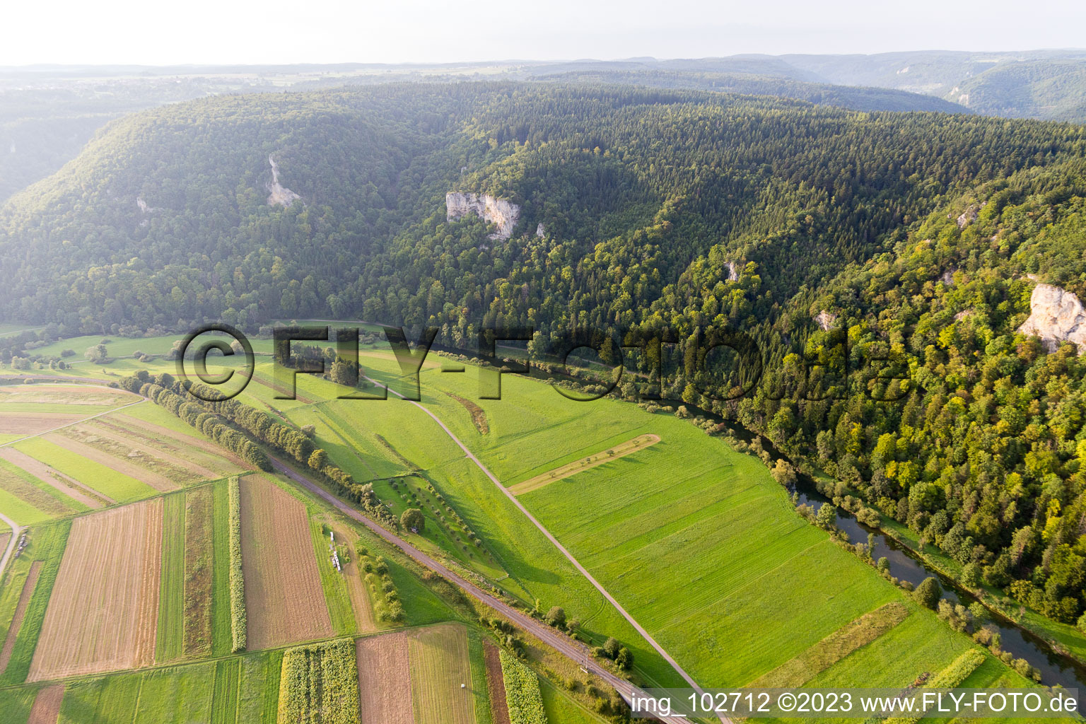 Fridingen an der Donau im Bundesland Baden-Württemberg, Deutschland aus der Vogelperspektive