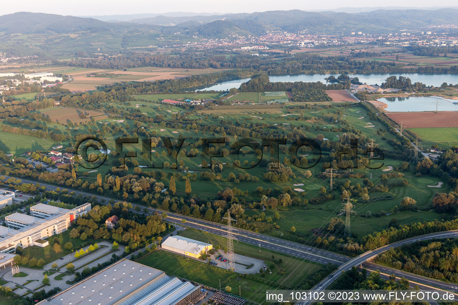 Bensheim, Golfplatz im Bundesland Hessen, Deutschland vom Flugzeug aus