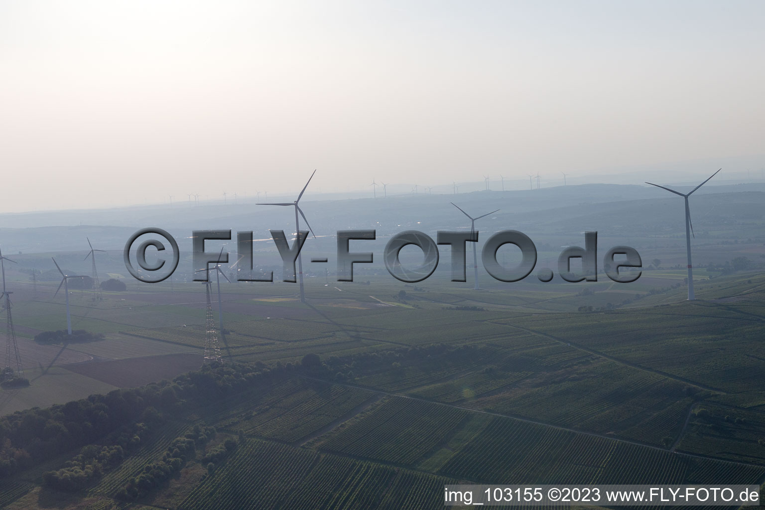 Dittelsheim-Heßloch im Bundesland Rheinland-Pfalz, Deutschland aus der Drohnenperspektive