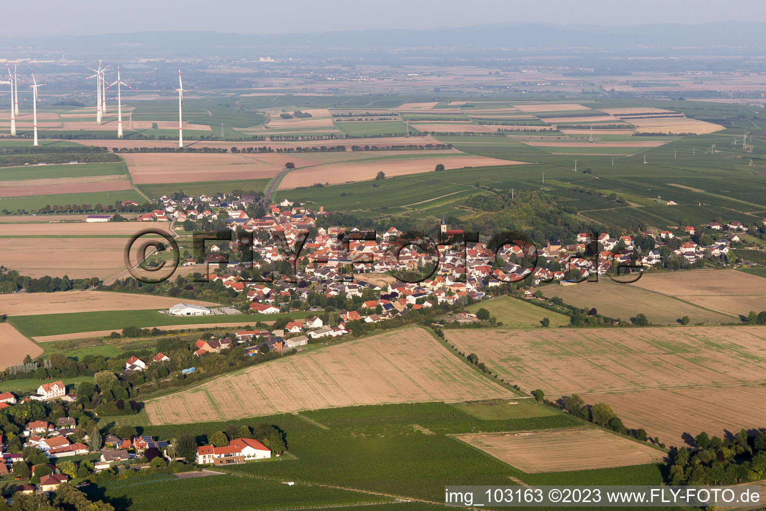 Dittelsheim-Heßloch im Bundesland Rheinland-Pfalz, Deutschland von oben gesehen