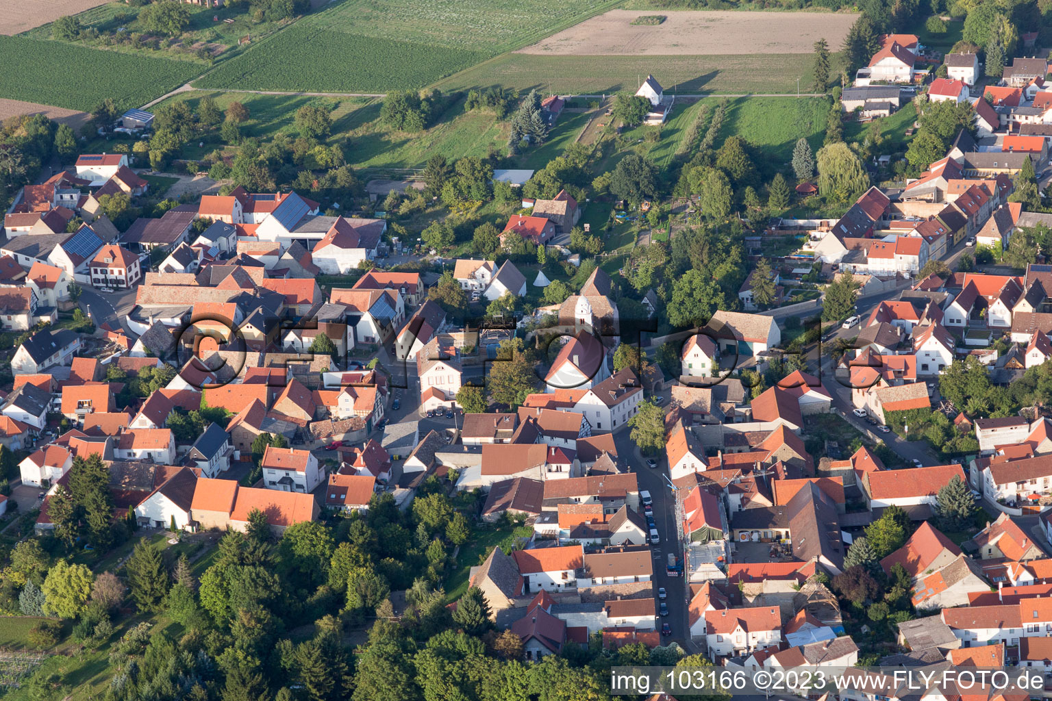 Dittelsheim-Heßloch im Bundesland Rheinland-Pfalz, Deutschland aus der Vogelperspektive