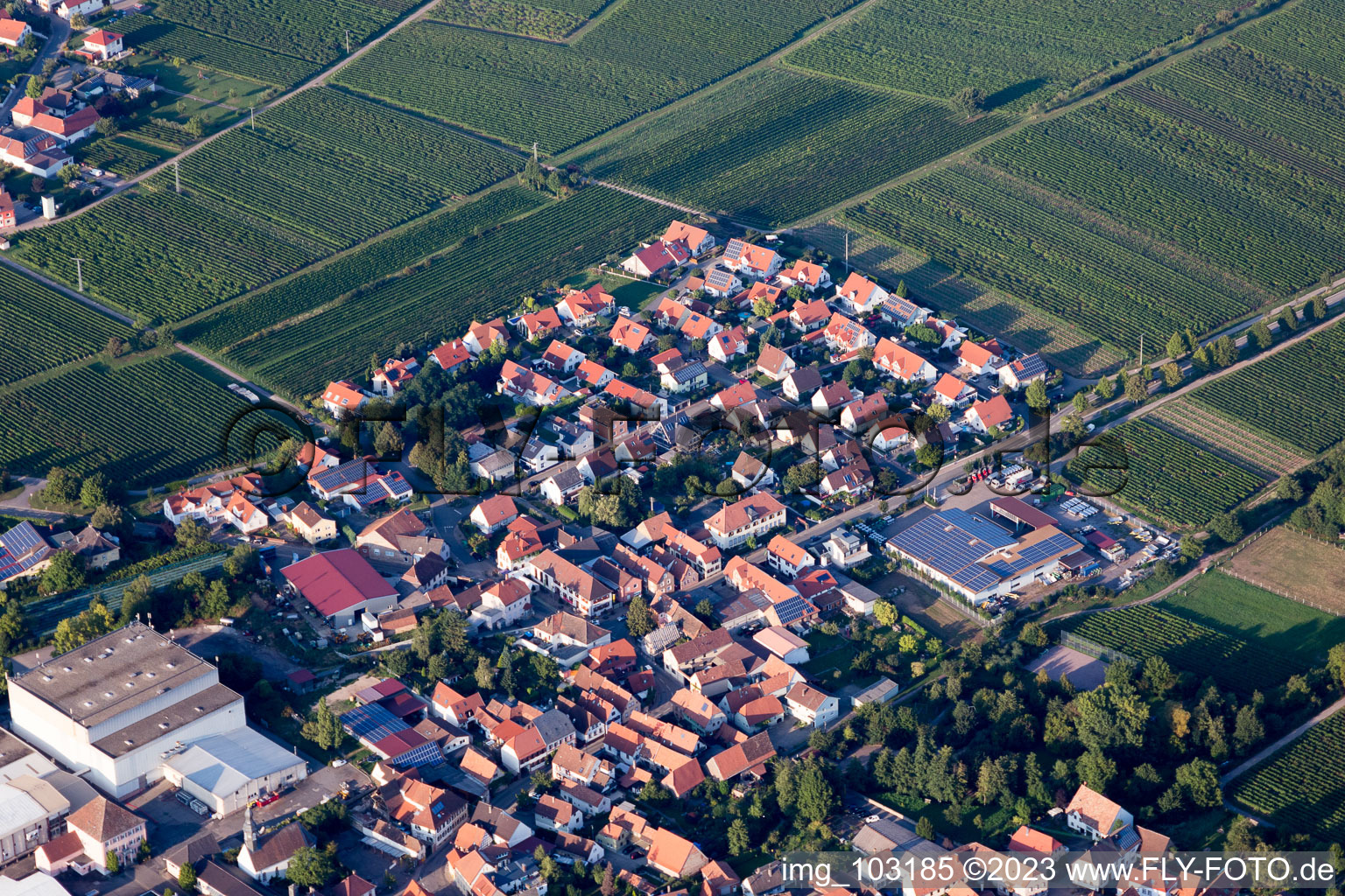 Böchingen im Bundesland Rheinland-Pfalz, Deutschland aus der Luft betrachtet