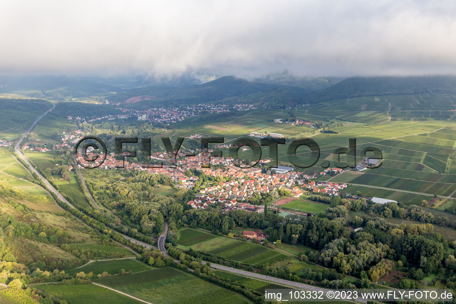 Luftbild von Siebeldingen im Bundesland Rheinland-Pfalz, Deutschland