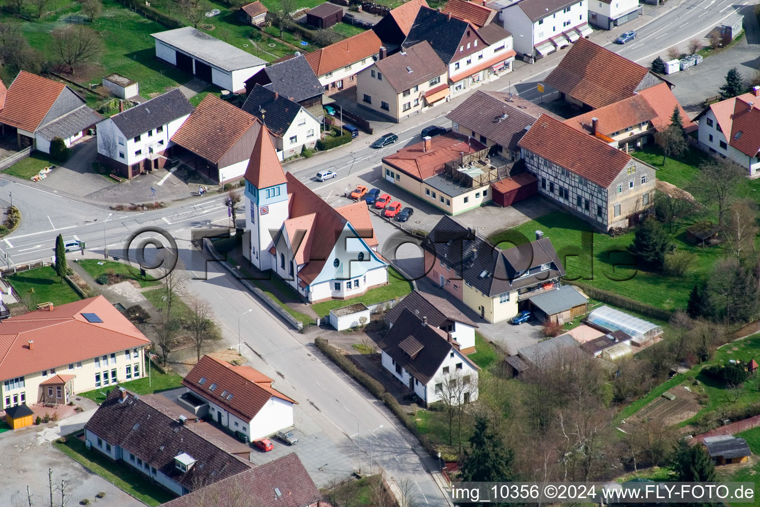 Luftbild von Ortsansicht der Straßen und Häuser der Wohngebiete im Ortsteil Affolterbach in Wald-Michelbach im Bundesland Hessen, Deutschland