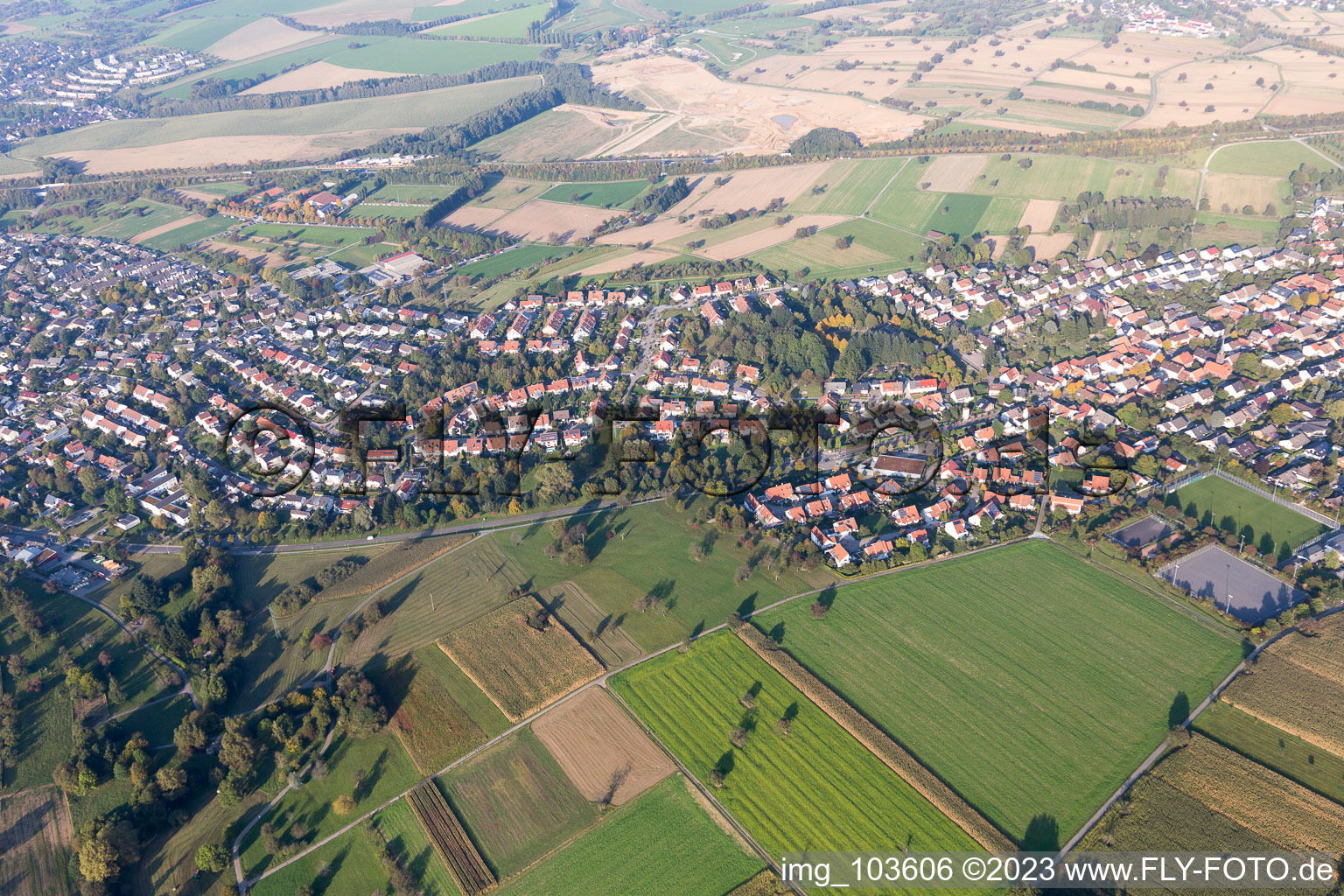 Luftbild von Ortsteil Palmbach in Karlsruhe im Bundesland Baden-Württemberg, Deutschland