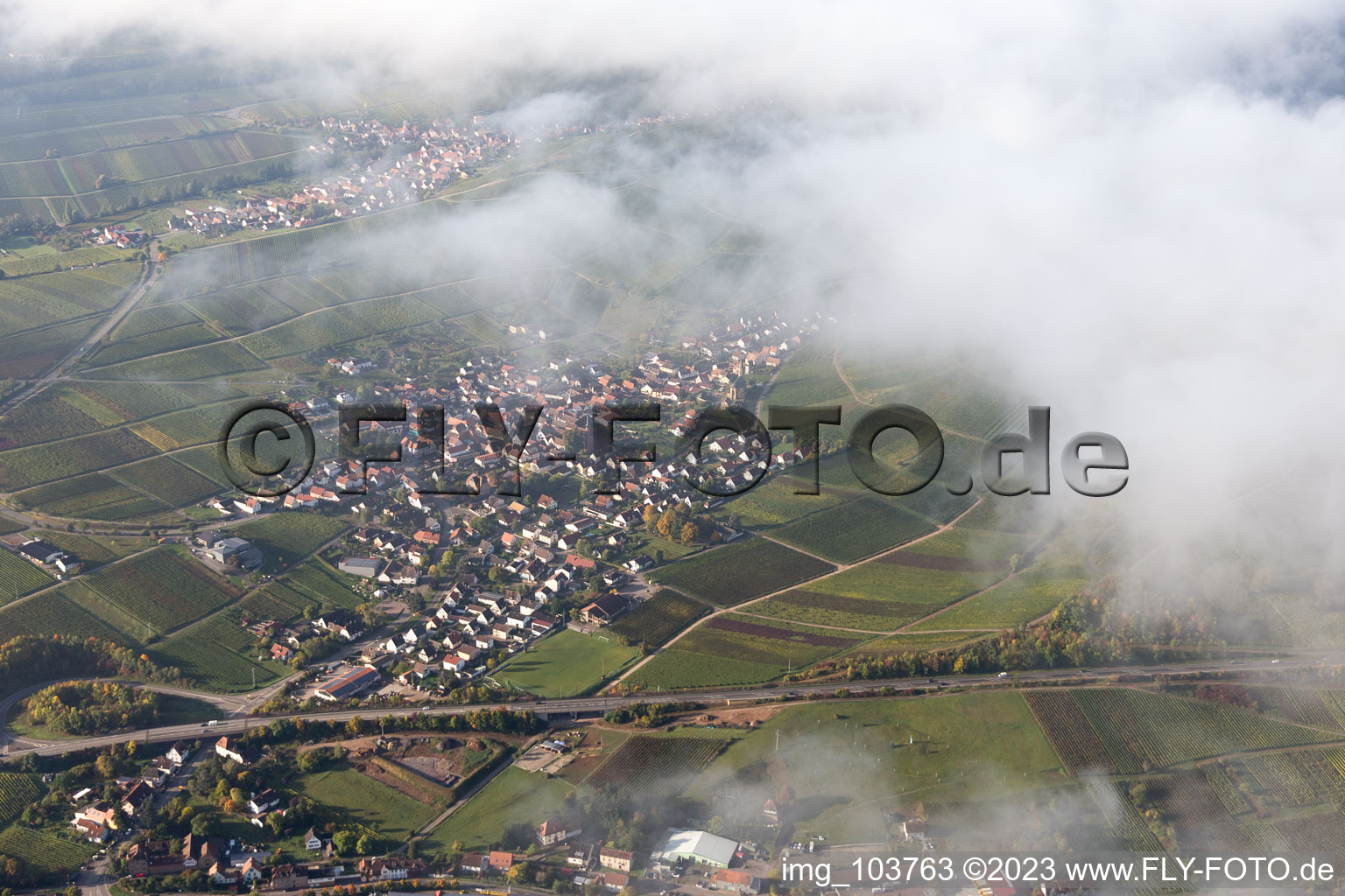 Luftaufnahme von Birkweiler im Bundesland Rheinland-Pfalz, Deutschland