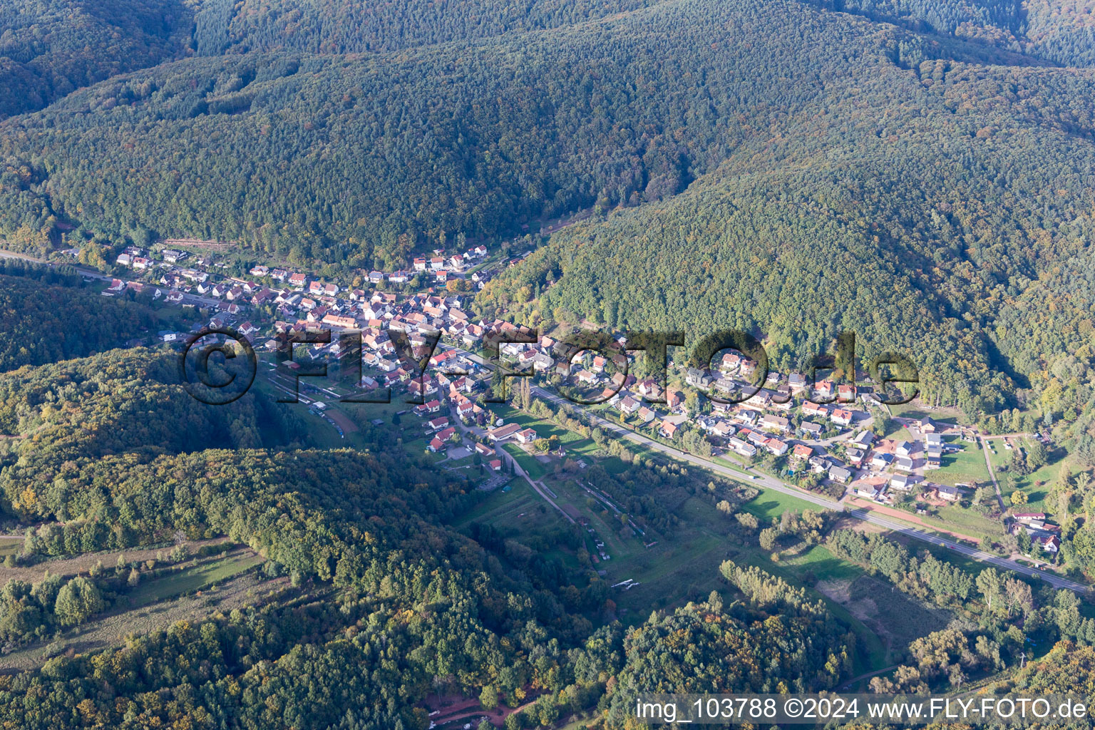 Dorf - Ansicht in Waldrohrbach im Bundesland Rheinland-Pfalz, Deutschland