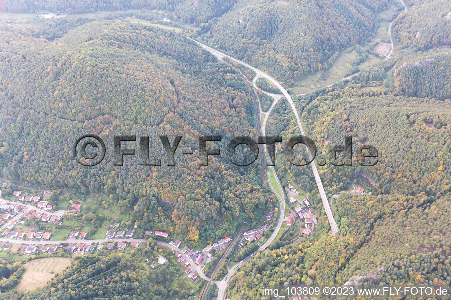 Luftbild von Rinnthal im Bundesland Rheinland-Pfalz, Deutschland