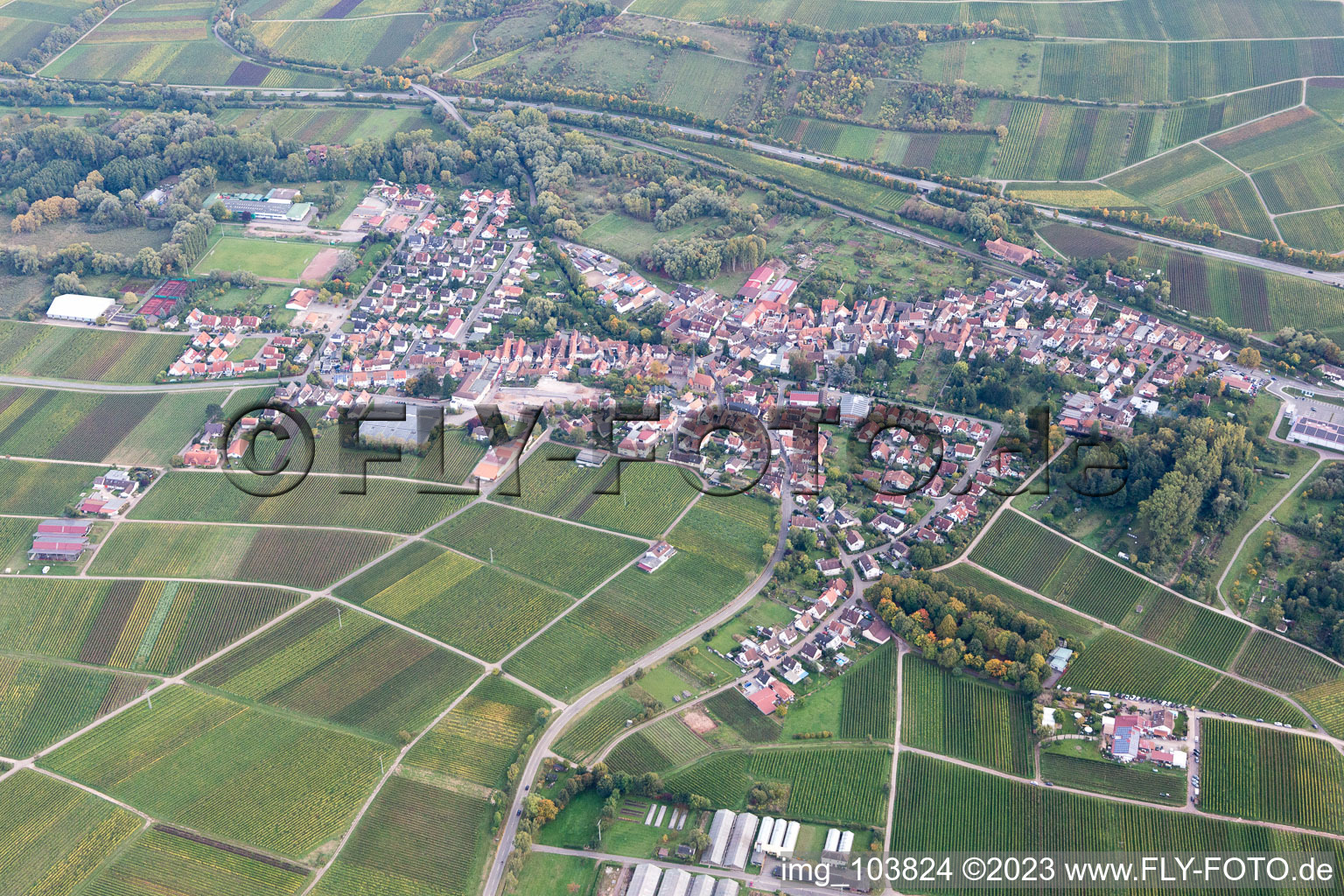 Siebeldingen im Bundesland Rheinland-Pfalz, Deutschland aus der Luft betrachtet