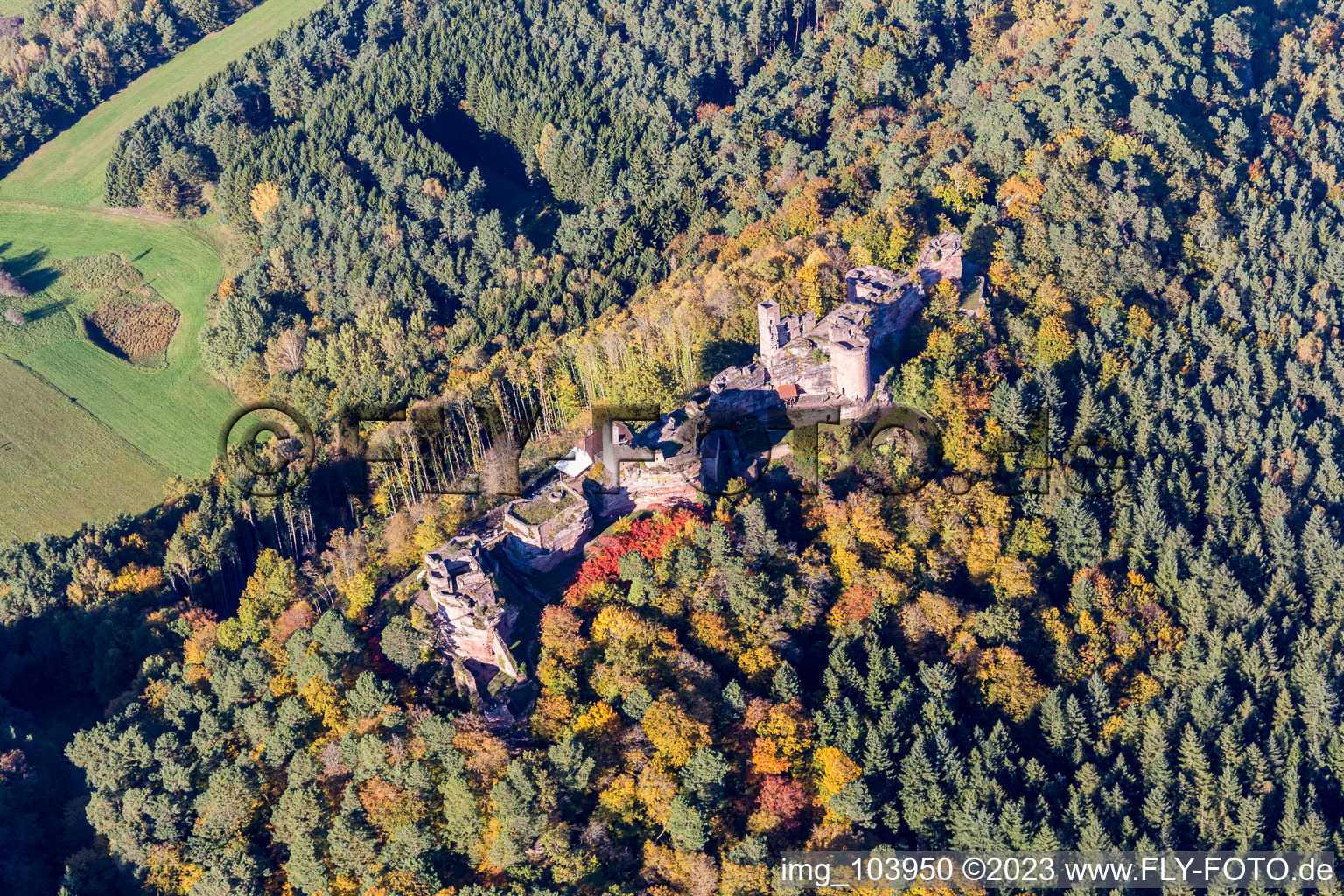Dahn, Burgen Altdahn und Neudahn im Bundesland Rheinland-Pfalz, Deutschland