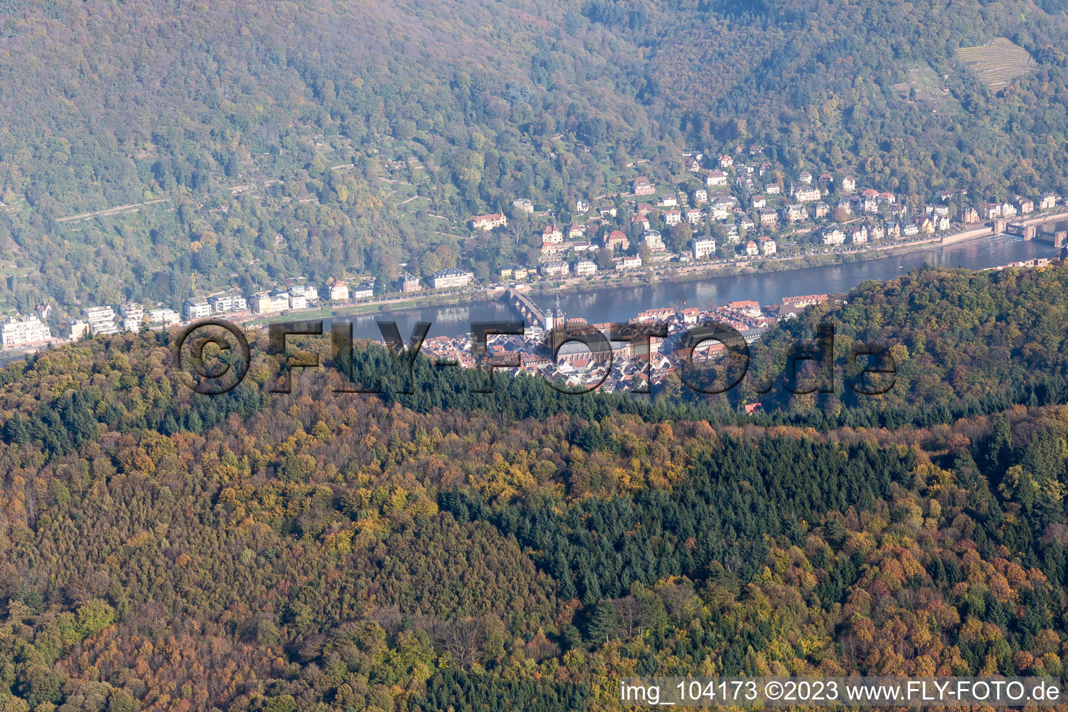 Luftbild von Heidelberg, Neckartal im Ortsteil Kernaltstadt im Bundesland Baden-Württemberg, Deutschland