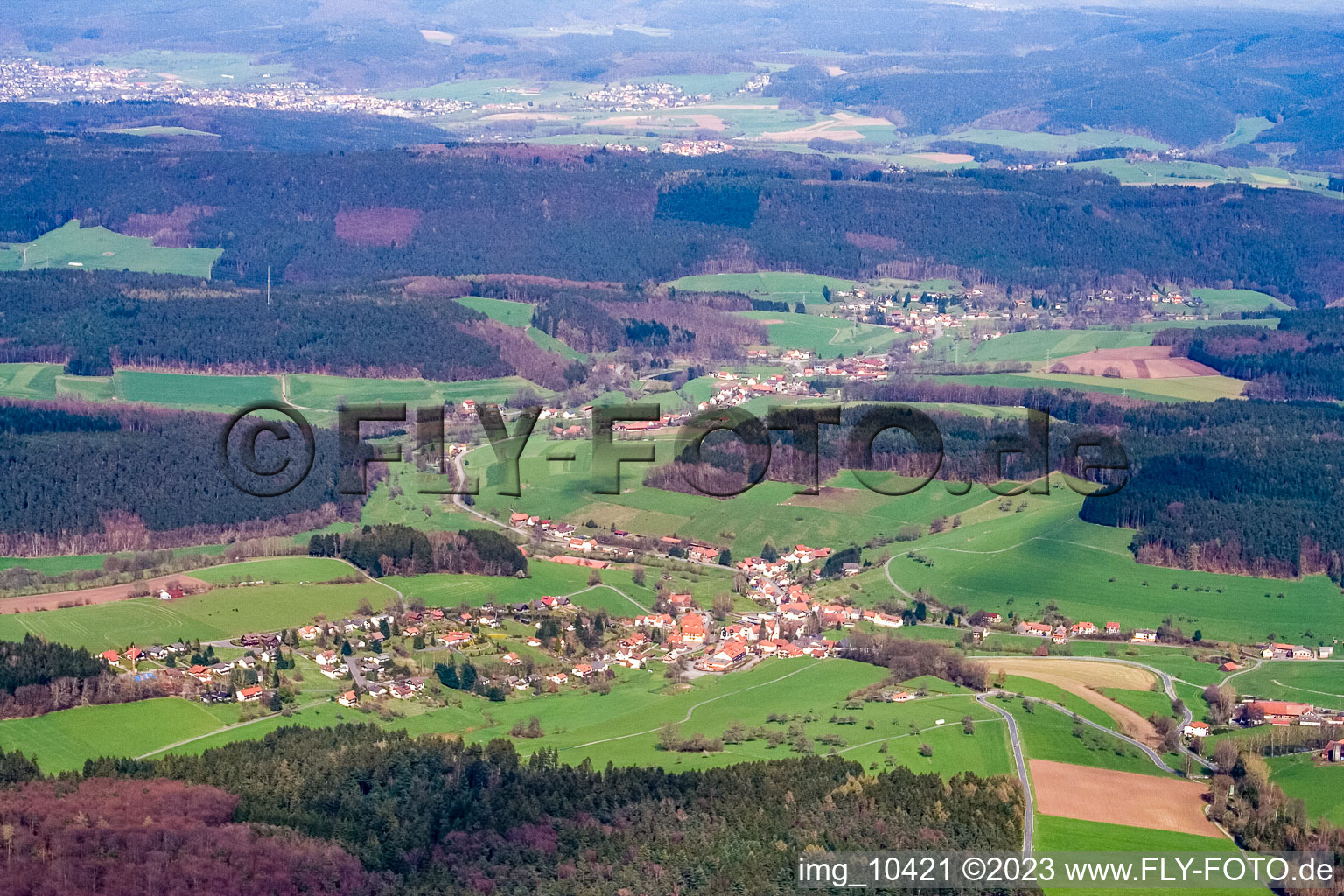 Luftbild von Ortsteil Güttersbach in Mossautal im Bundesland Hessen, Deutschland