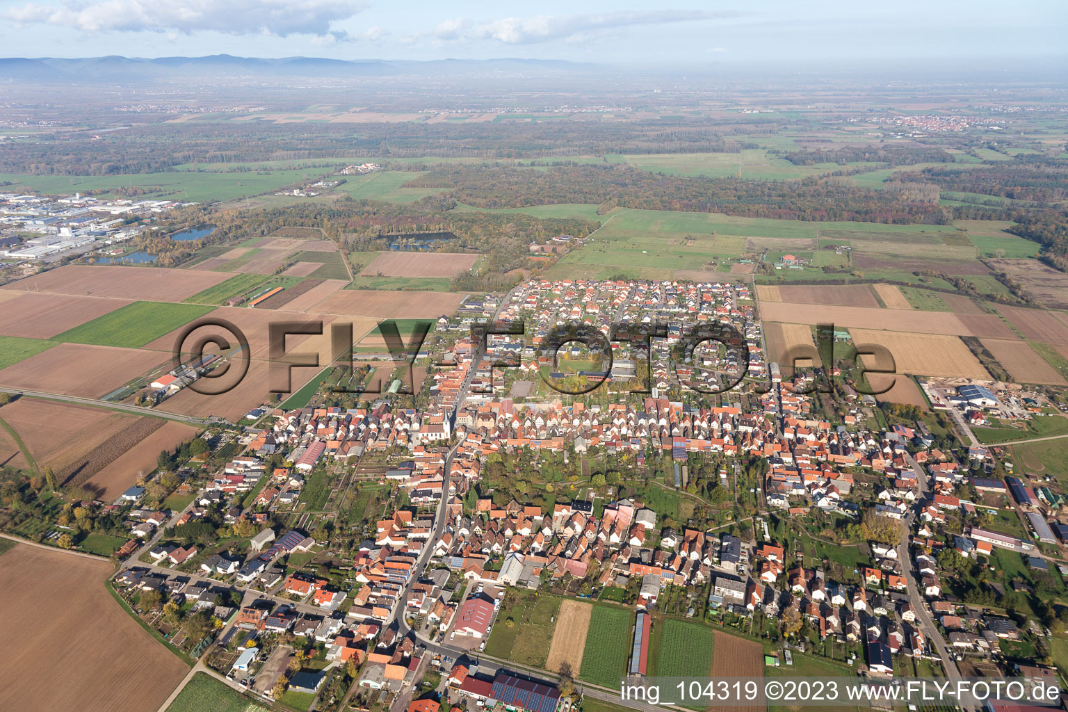 Luftbild von Ottersheim bei Landau im Bundesland Rheinland-Pfalz, Deutschland