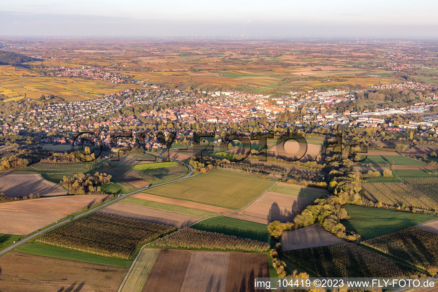 Wissembourg im Bundesland Bas-Rhin, Frankreich vom Flugzeug aus