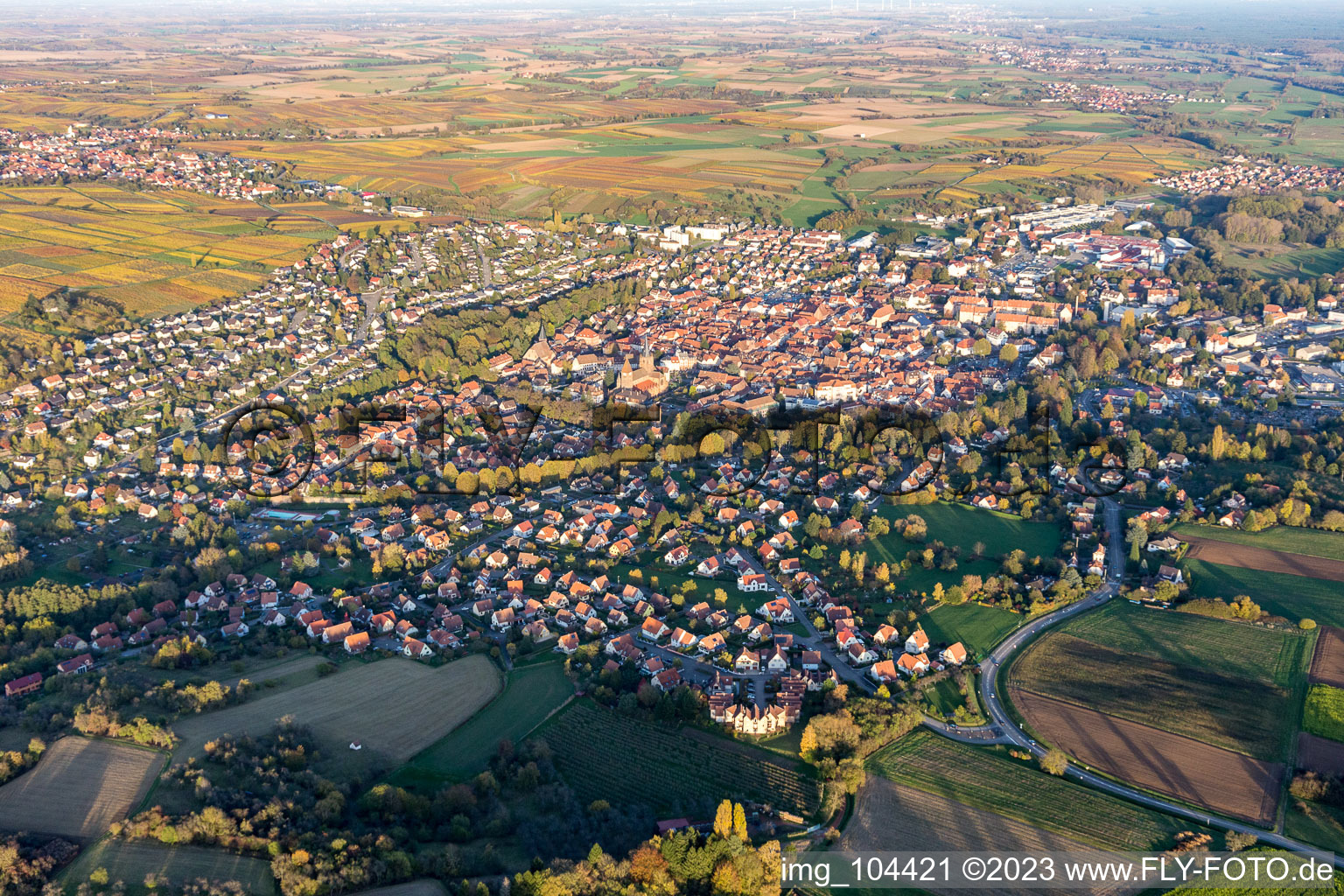 Wissembourg im Bundesland Bas-Rhin, Frankreich aus der Vogelperspektive
