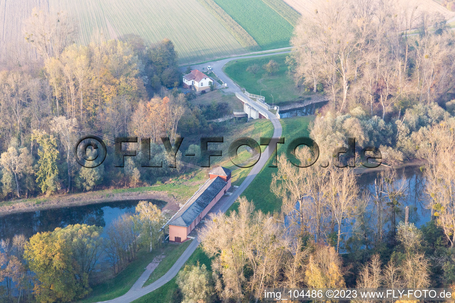 Ortsteil Sondernheim in Germersheim im Bundesland Rheinland-Pfalz, Deutschland aus der Vogelperspektive
