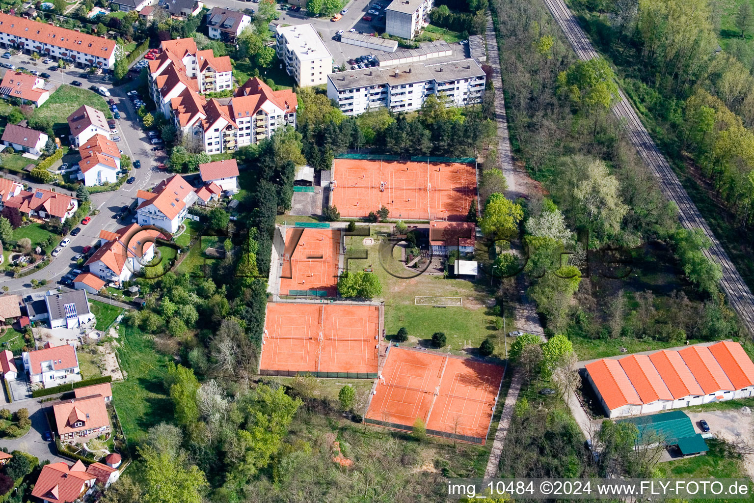Tennisclub in Jockgrim im Bundesland Rheinland-Pfalz, Deutschland von oben