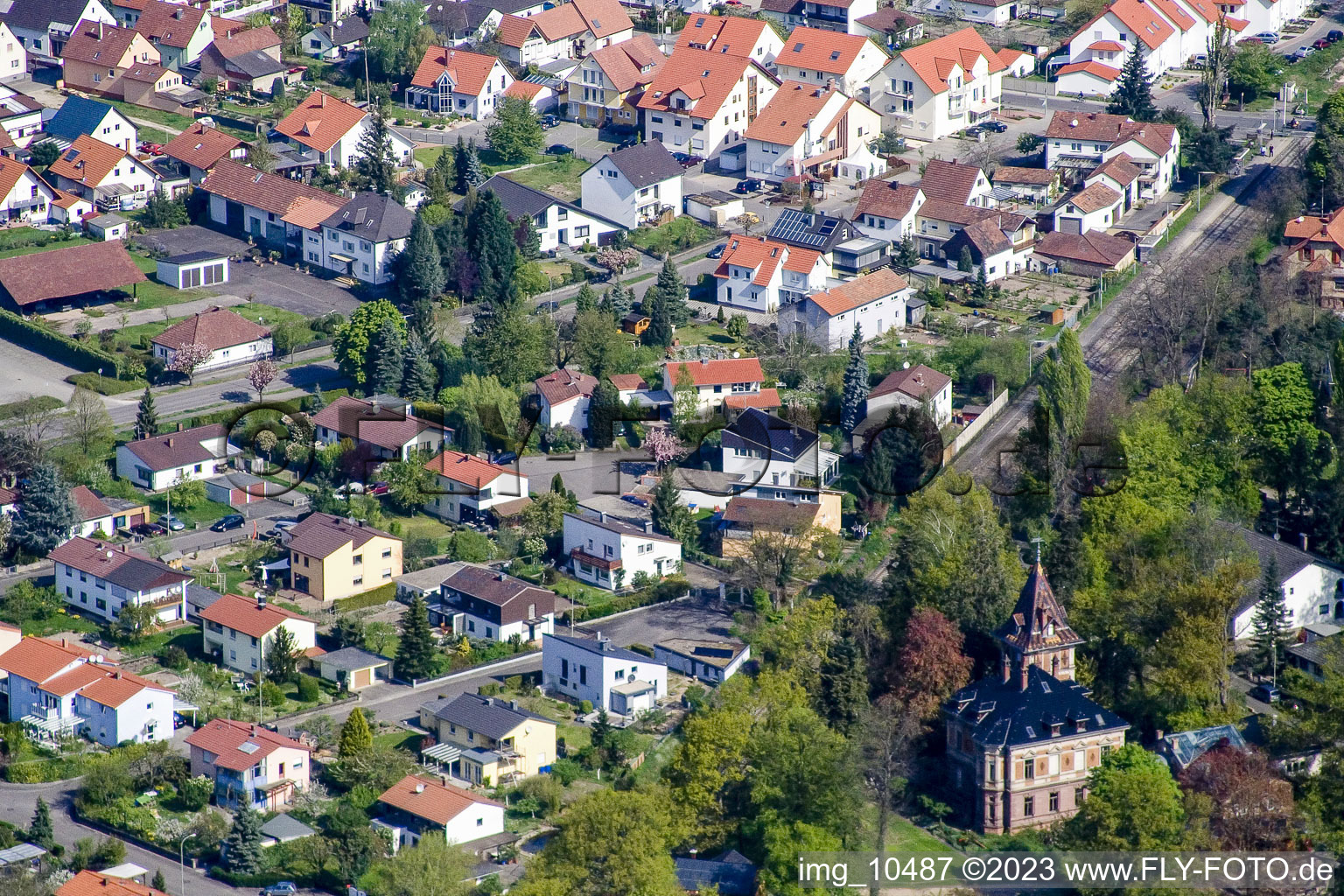 Luftaufnahme von Germersheimer Straße, Kandeler Straße in Jockgrim im Bundesland Rheinland-Pfalz, Deutschland