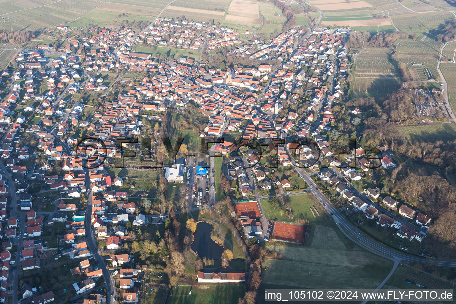 Klingenmünster im Bundesland Rheinland-Pfalz, Deutschland aus der Drohnenperspektive