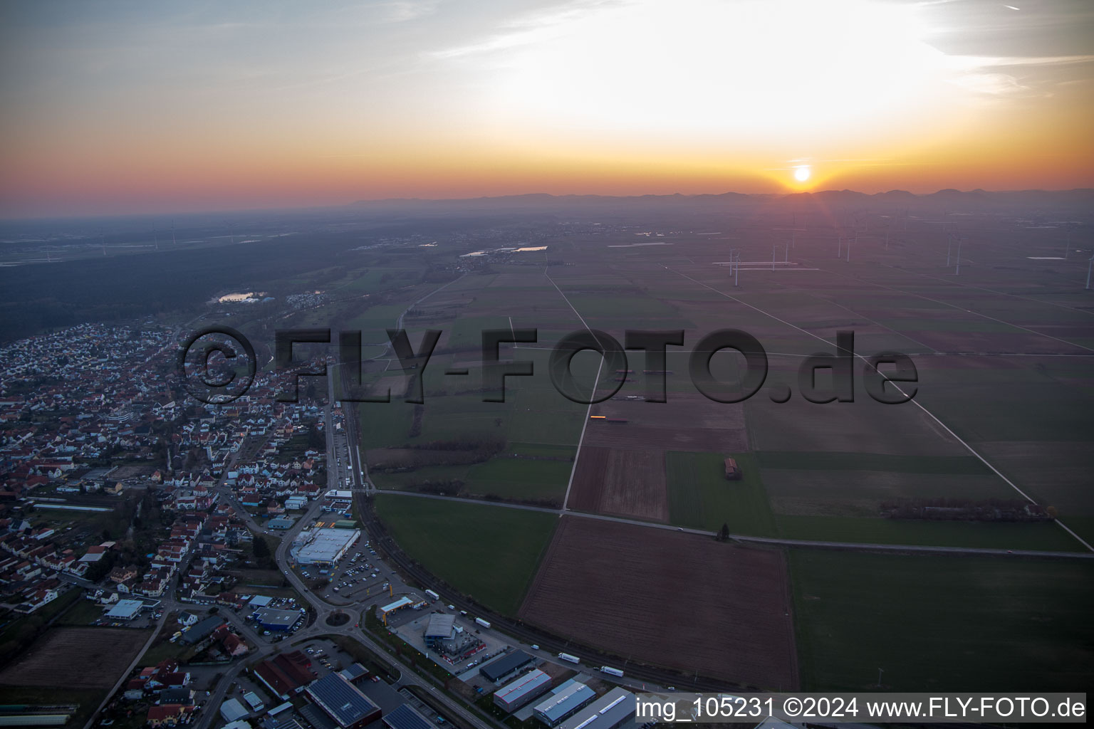 Luftaufnahme von Rülzheim im Bundesland Rheinland-Pfalz, Deutschland