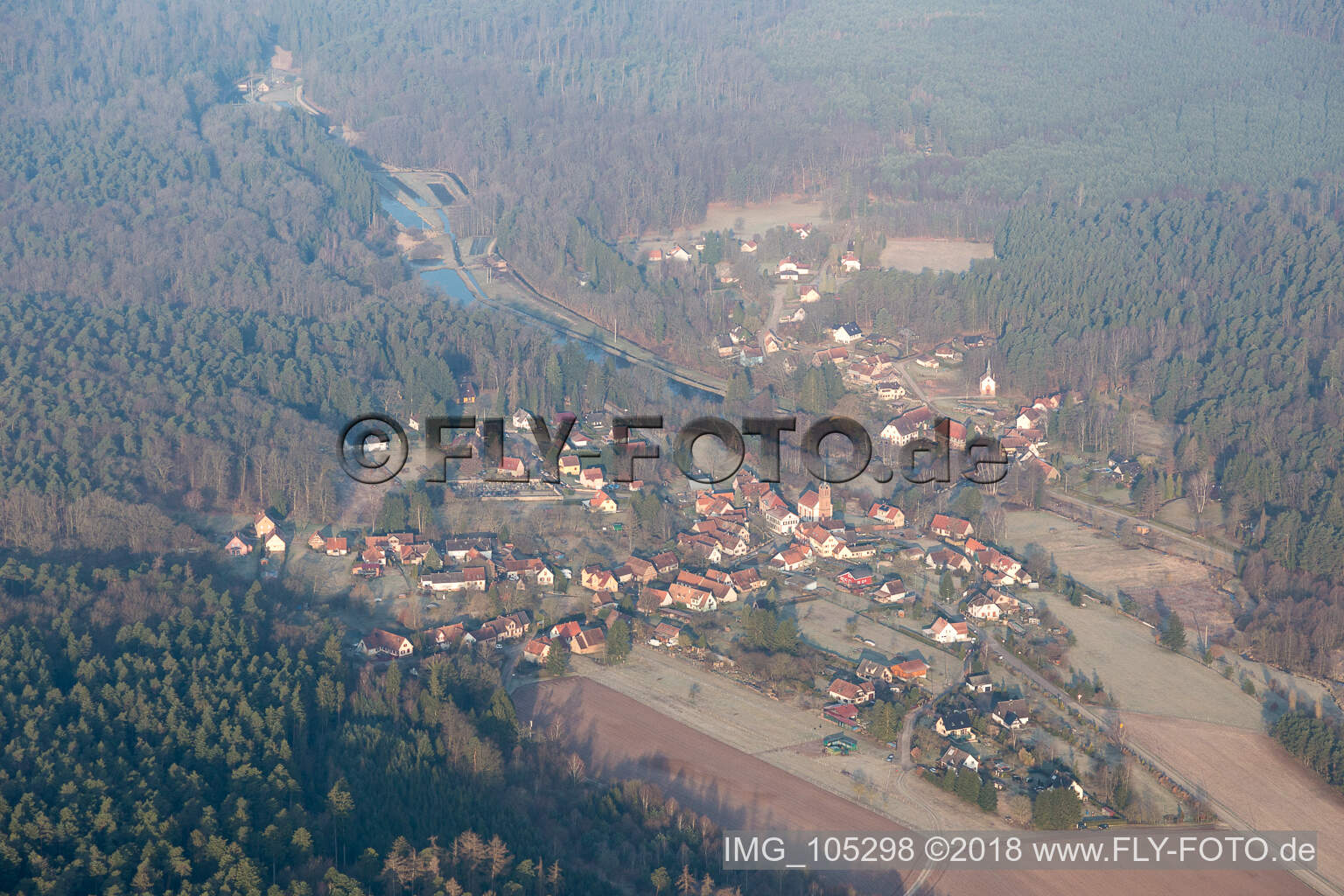Luftbild von Sparsbach im Bundesland Bas-Rhin, Frankreich