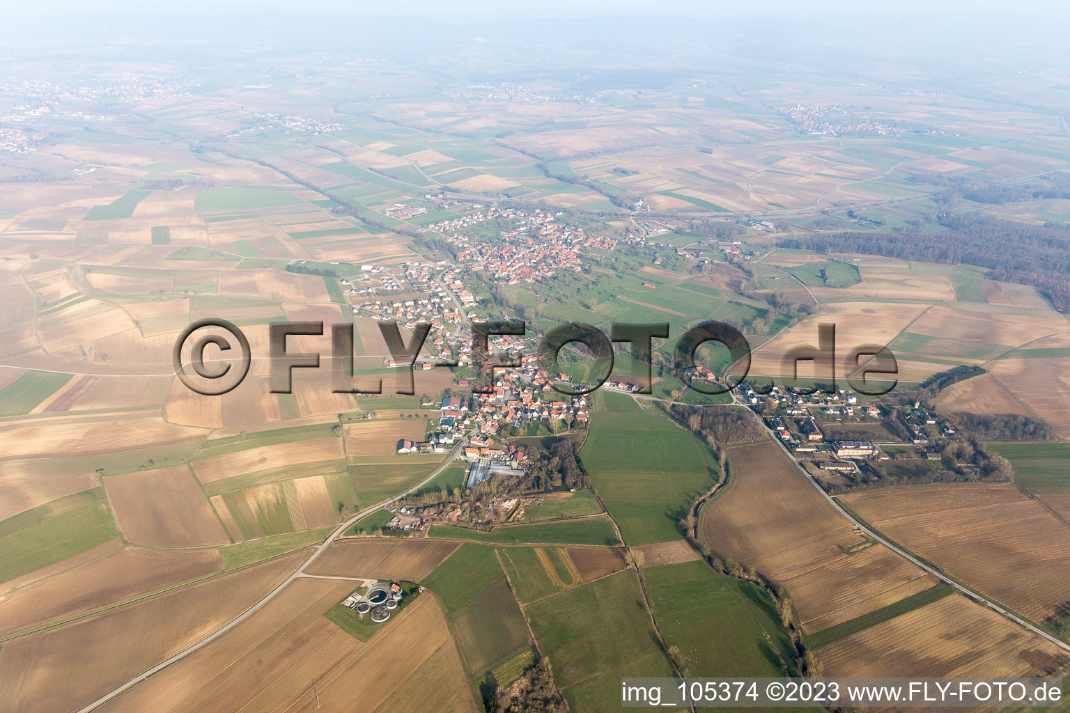 Luftbild von Oberrœdern im Bundesland Bas-Rhin, Frankreich