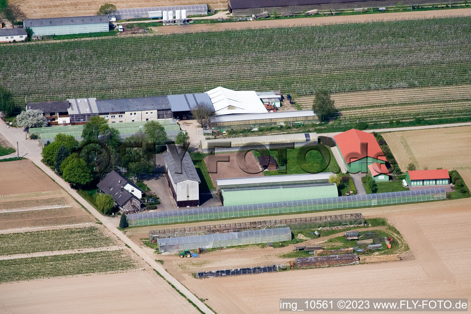 Luftbild von Kandel, Obsthof Zapf im Bundesland Rheinland-Pfalz, Deutschland
