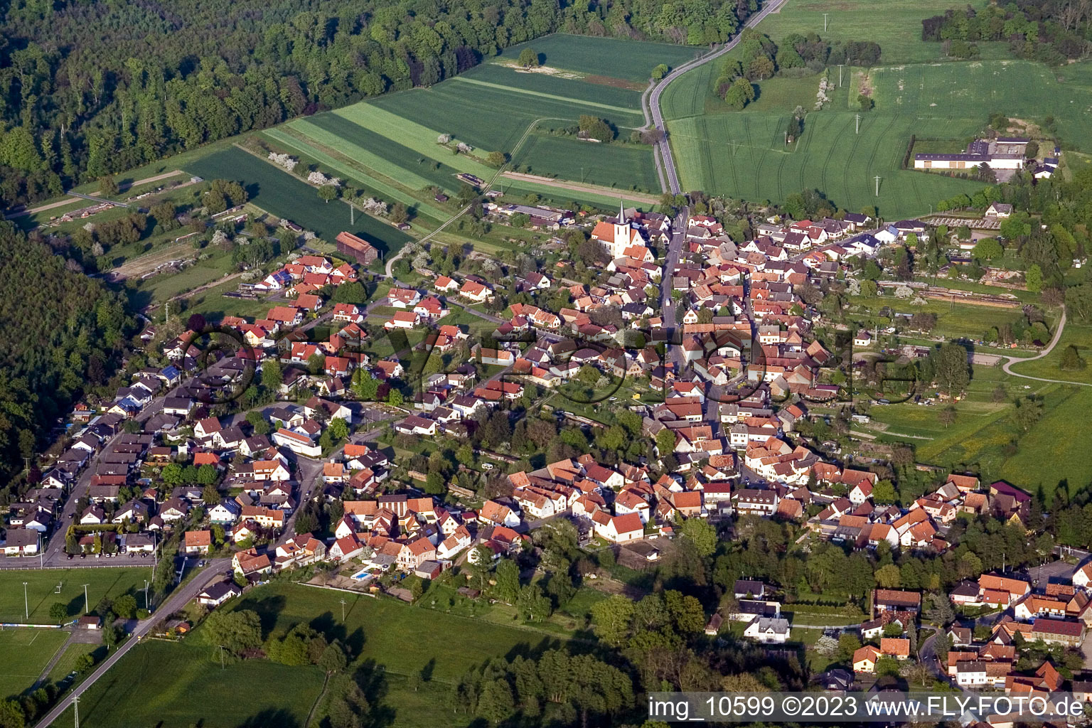Schrägluftbild von Scheibenhardt im Bundesland Bas-Rhin, Frankreich