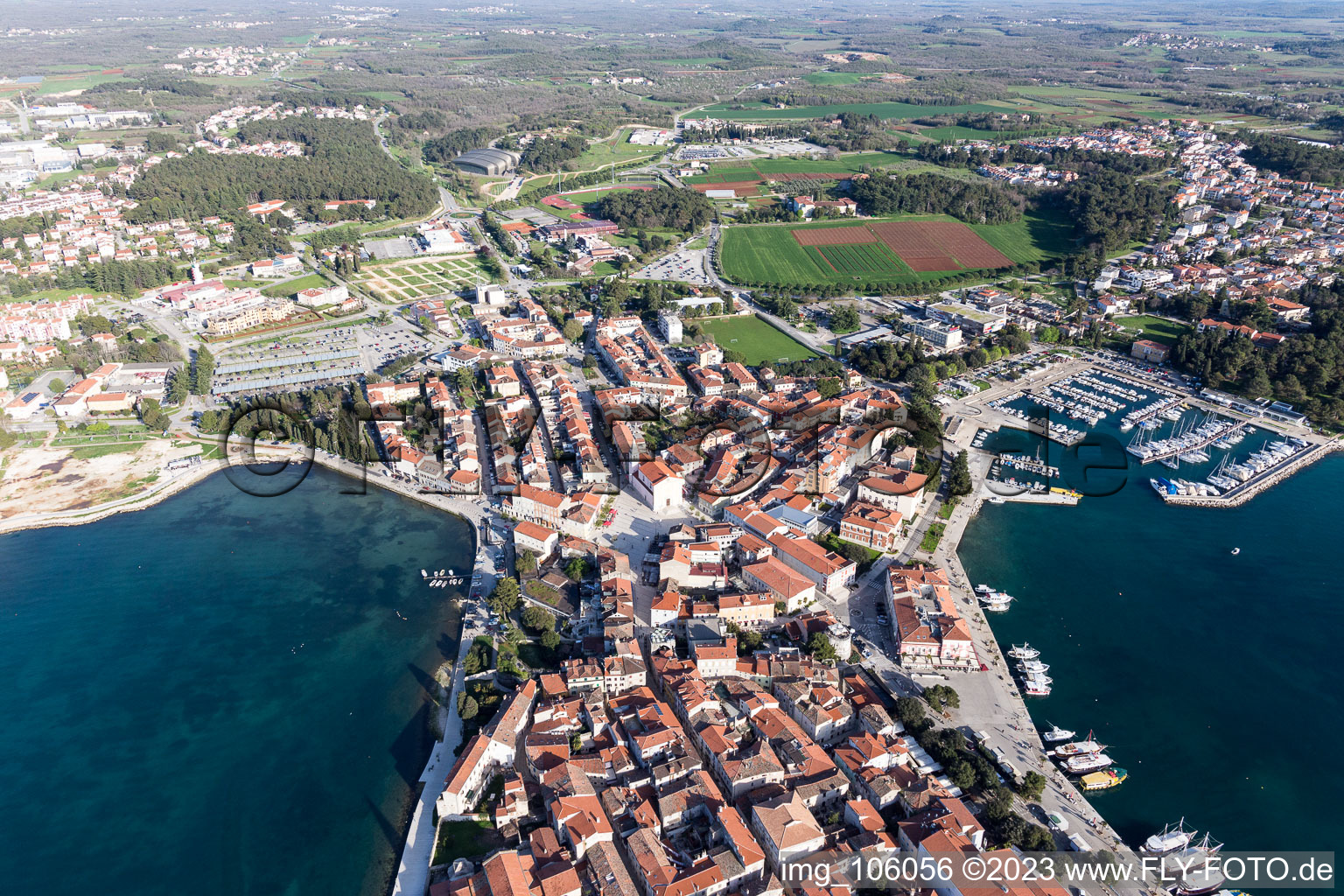 Poreč im Bundesland Istria, Kroatien von oben
