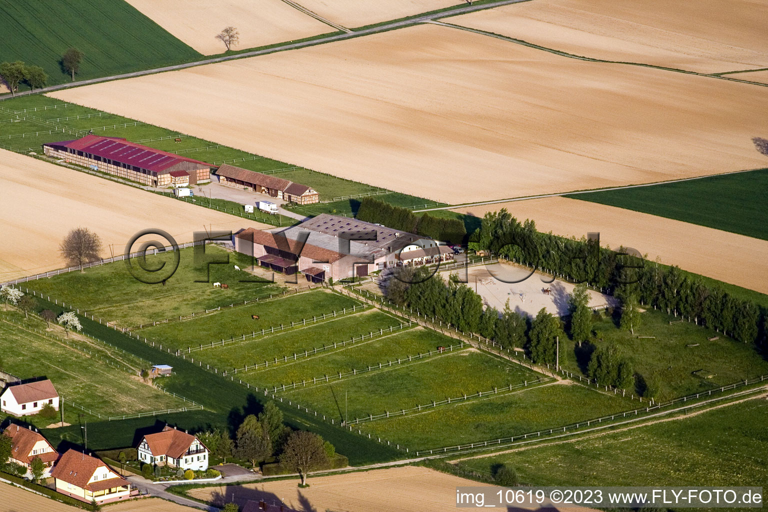 Luftbild von Seebach, Ranch im Bundesland Bas-Rhin, Frankreich