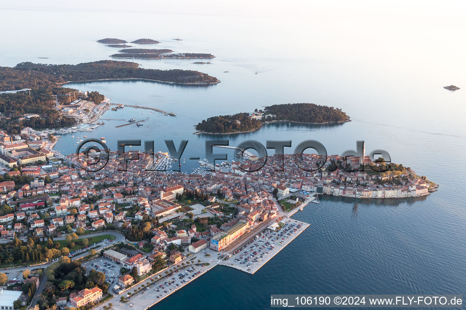 Luftaufnahme von Rovinj im Bundesland Istria, Kroatien