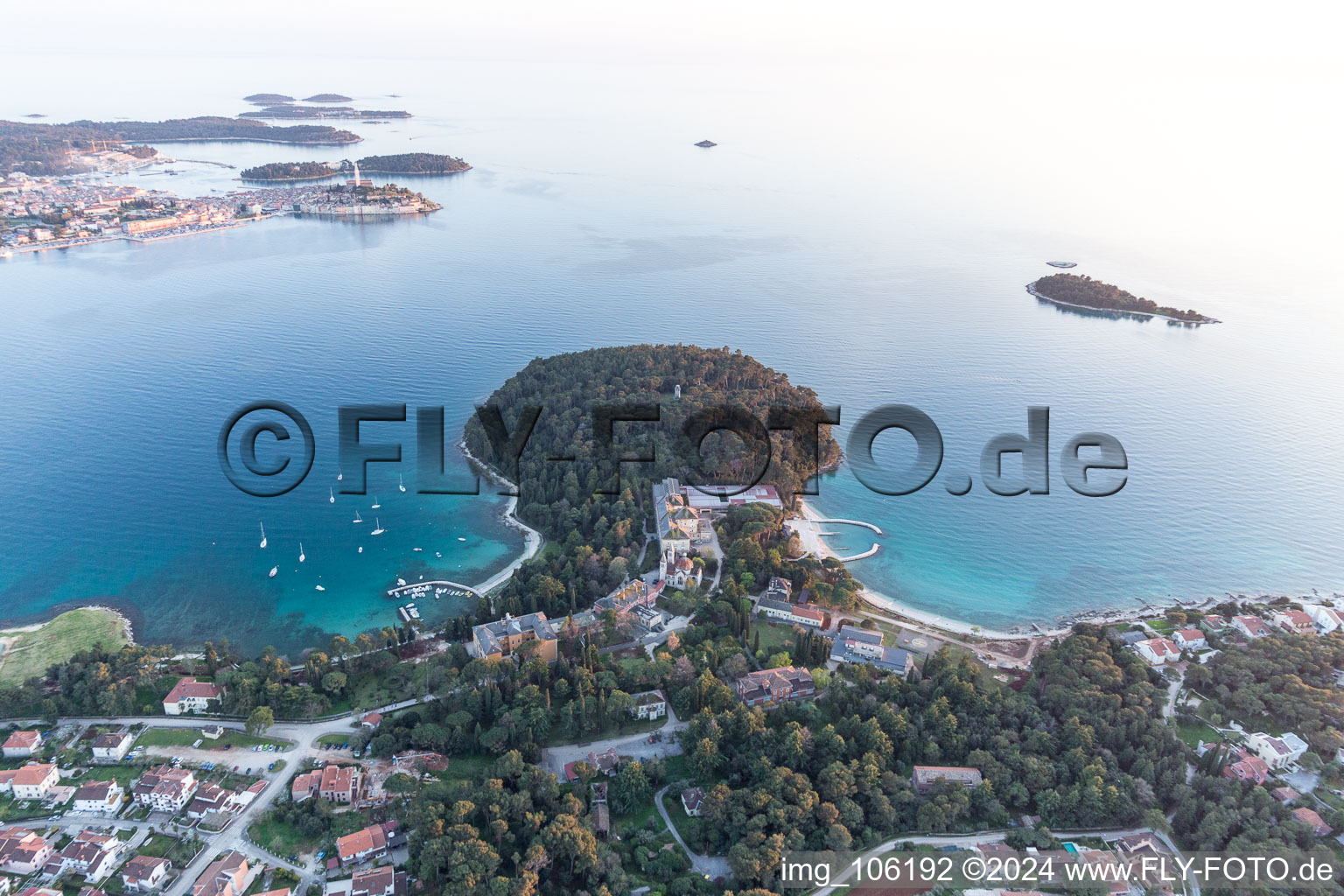 Rovinj im Bundesland Istria, Kroatien von oben