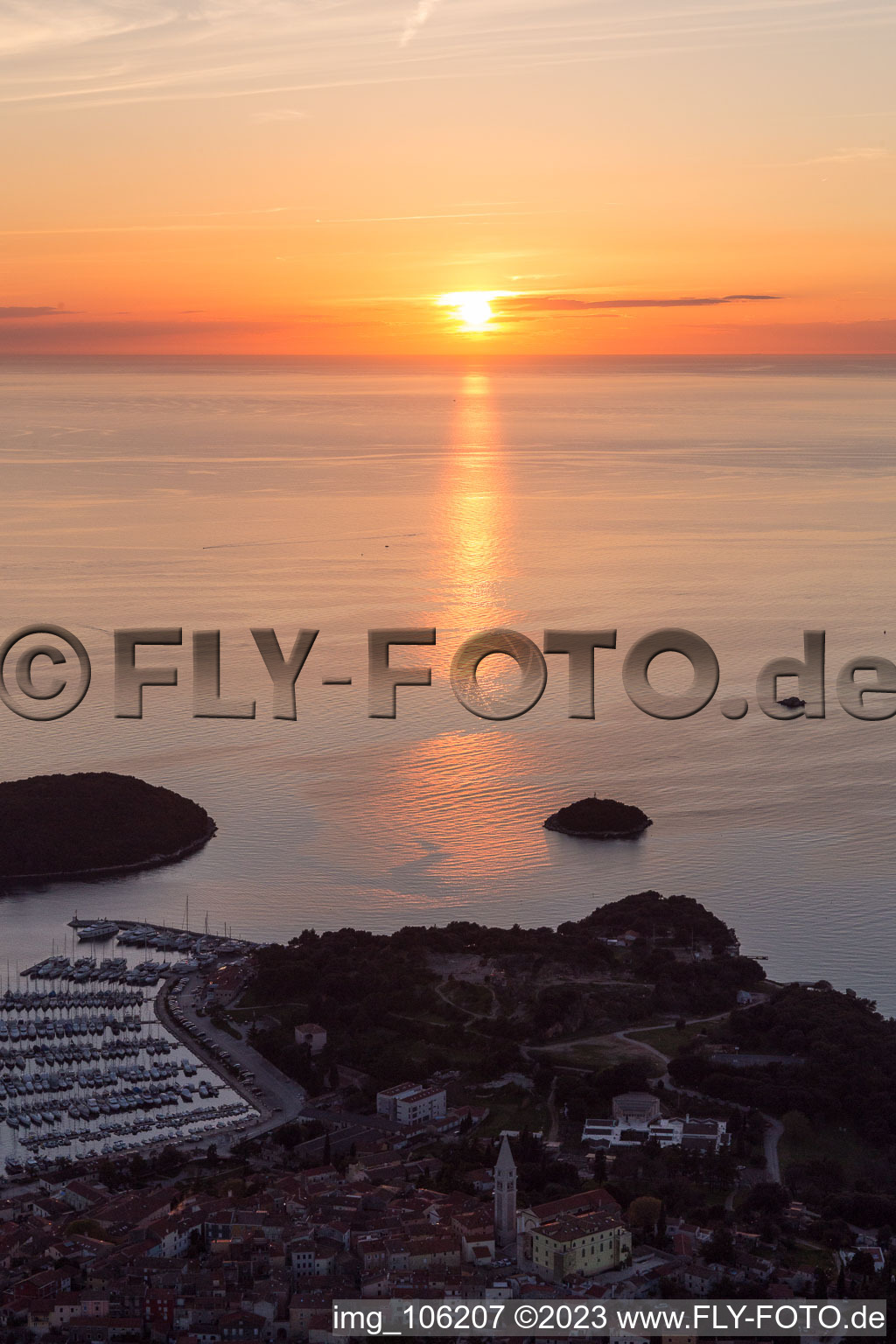 Vrsar im Bundesland Istria, Kroatien vom Flugzeug aus