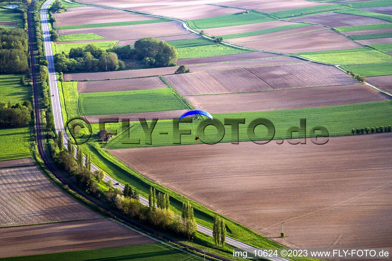 Drohnenbild von Seebach im Bundesland Bas-Rhin, Frankreich