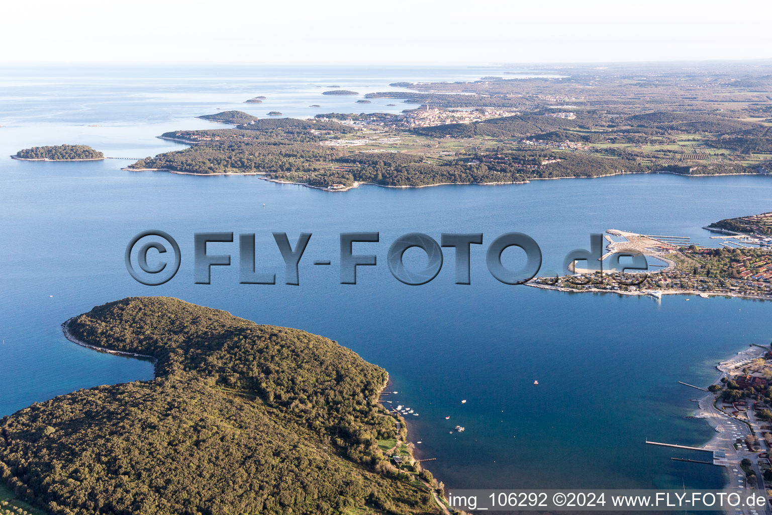 Rovinj im Bundesland Istria, Kroatien aus der Vogelperspektive