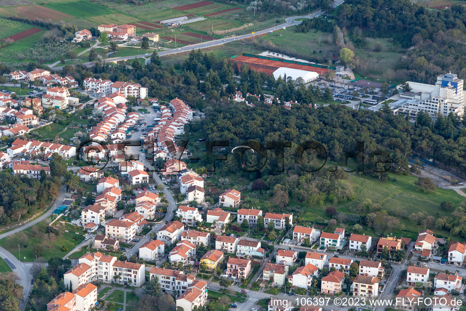 Poreč im Bundesland Istria, Kroatien von oben