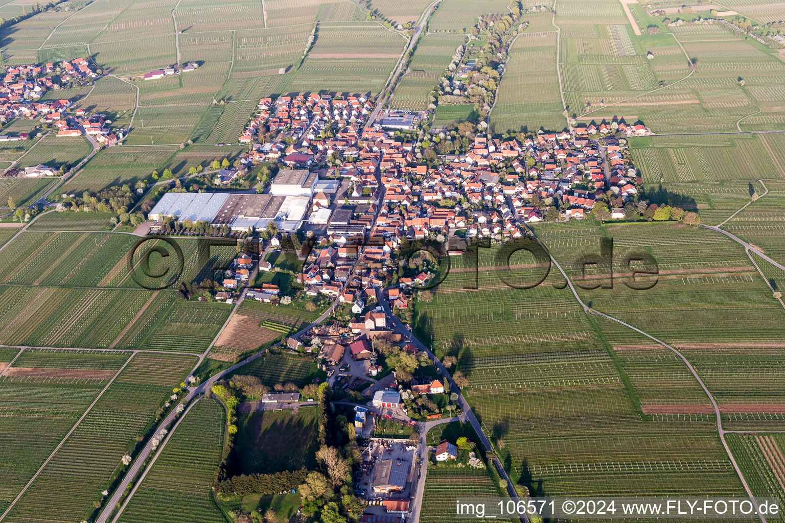 Drohnenbild von Böchingen im Bundesland Rheinland-Pfalz, Deutschland
