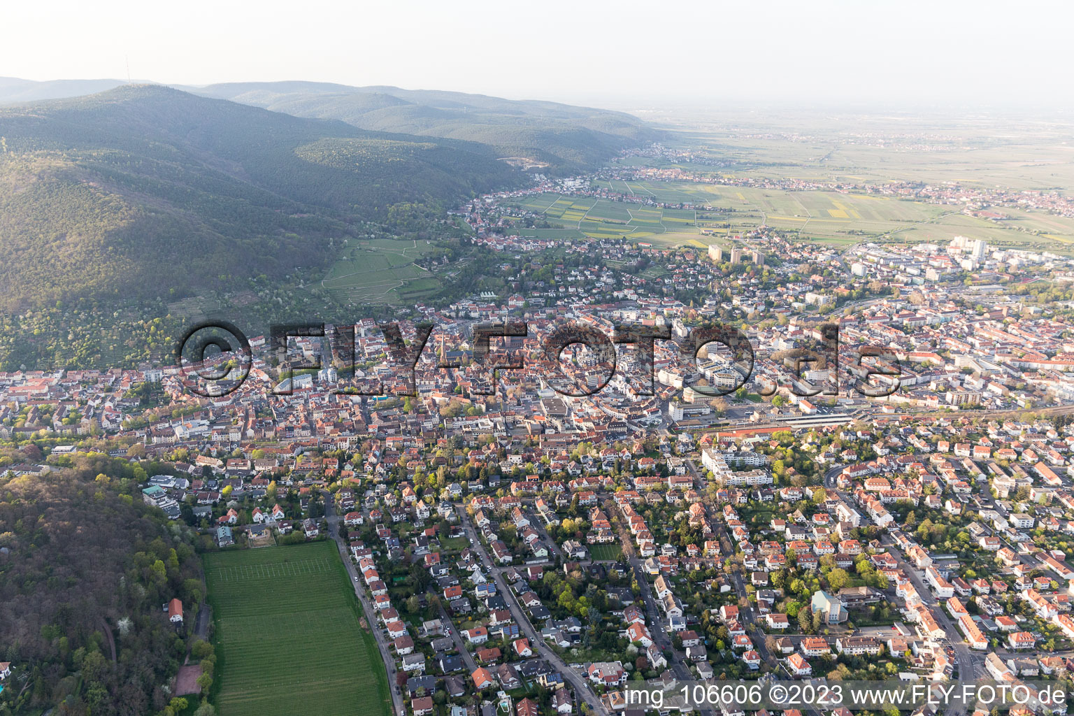 Neustadt an der Weinstraße im Bundesland Rheinland-Pfalz, Deutschland von der Drohne aus gesehen