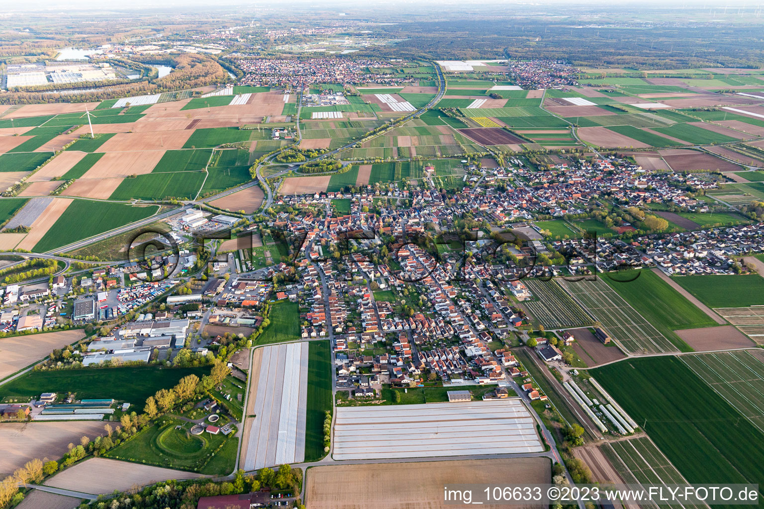 Schwegenheim im Bundesland Rheinland-Pfalz, Deutschland aus der Luft