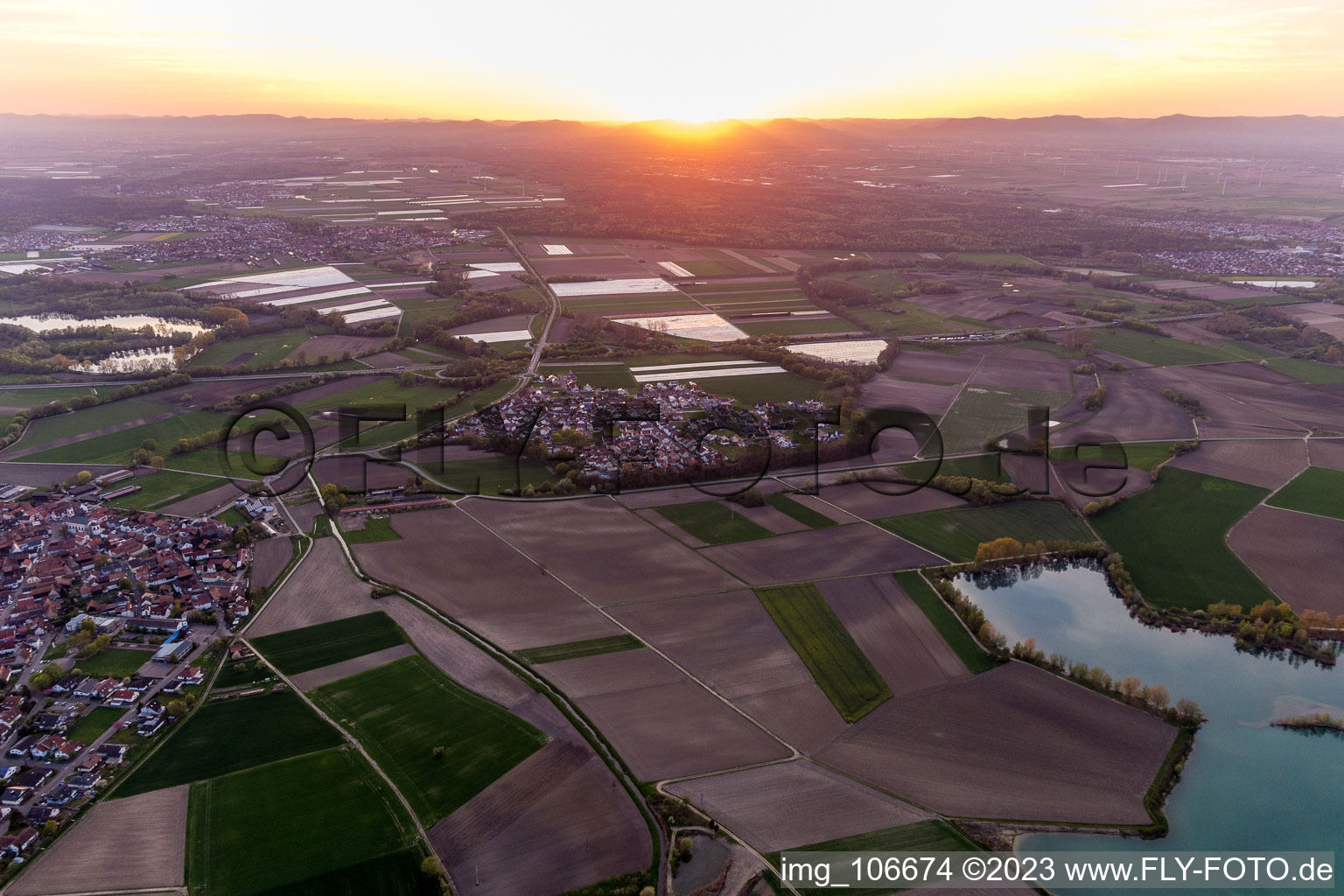 Neupotz im Bundesland Rheinland-Pfalz, Deutschland aus der Drohnenperspektive