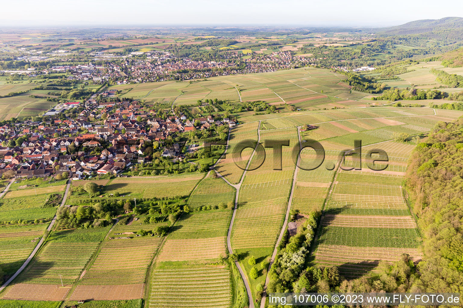 Ortsteil Schweigen in Schweigen-Rechtenbach im Bundesland Rheinland-Pfalz, Deutschland aus der Drohnenperspektive