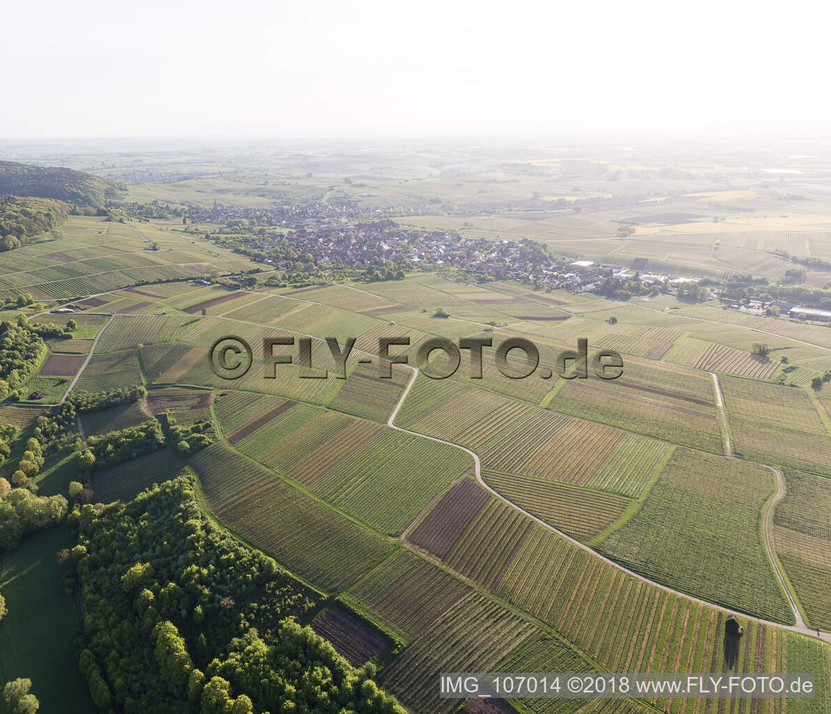 Luftaufnahme von Wissembourg, Weinlage Sonnenberg im Bundesland Bas-Rhin, Frankreich