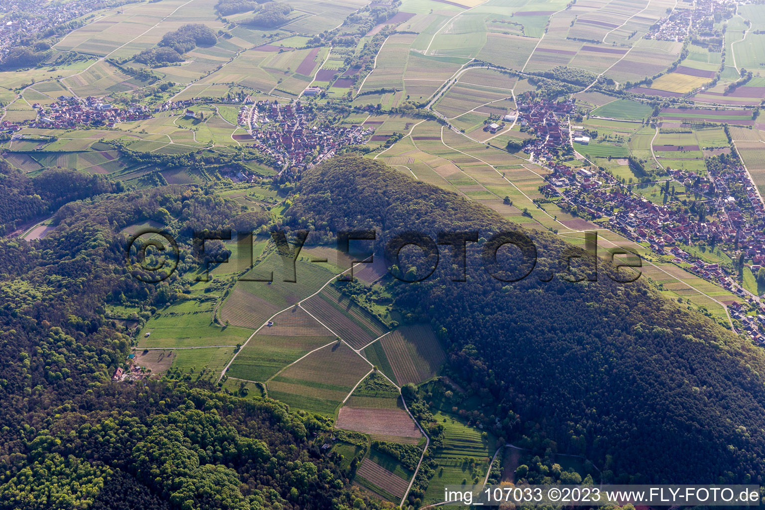 Luftbild von Haardtrand Wolfsteig in Pleisweiler-Oberhofen im Bundesland Rheinland-Pfalz, Deutschland