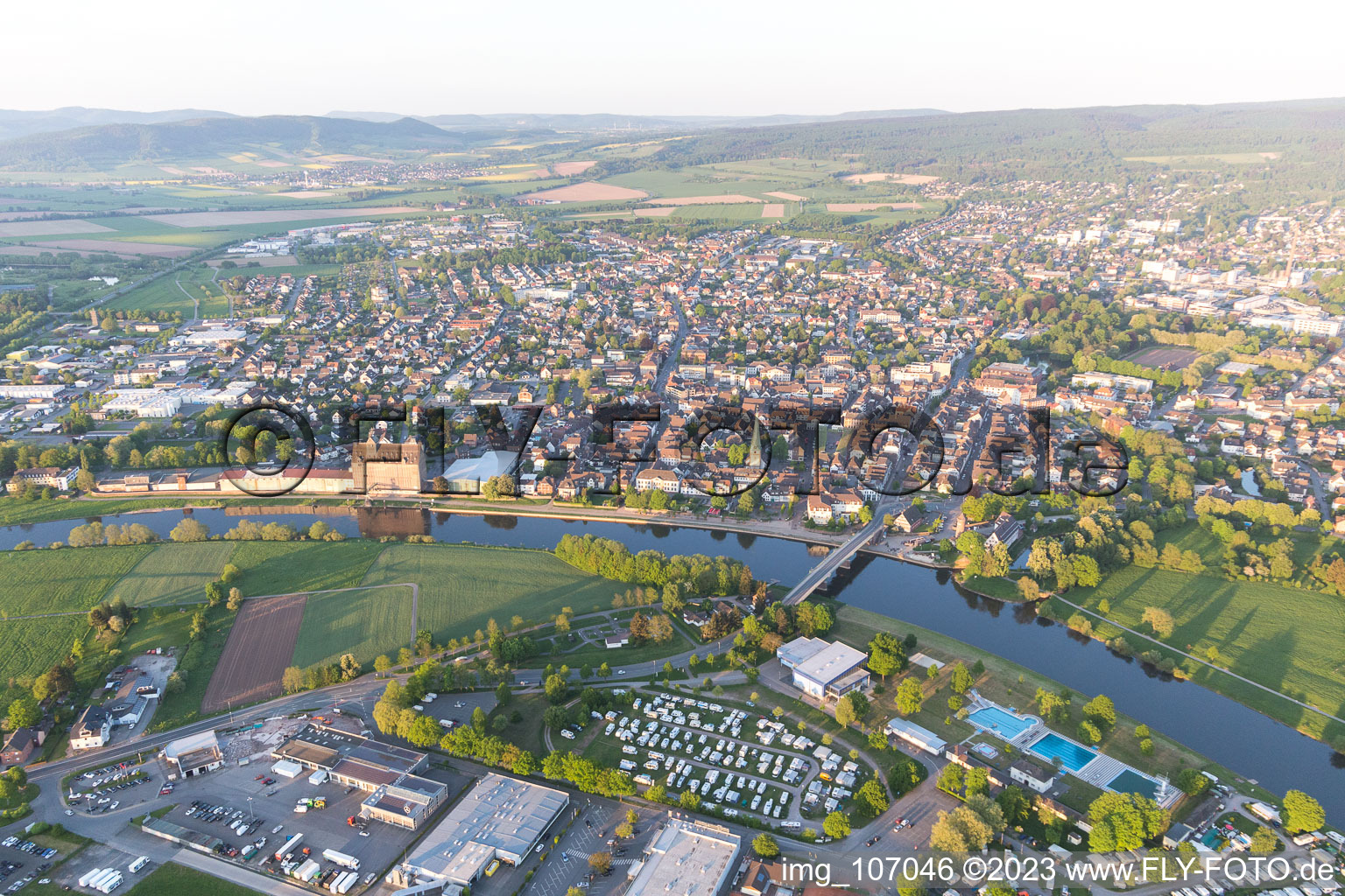 Luftbild von Holzminden im Bundesland Niedersachsen, Deutschland