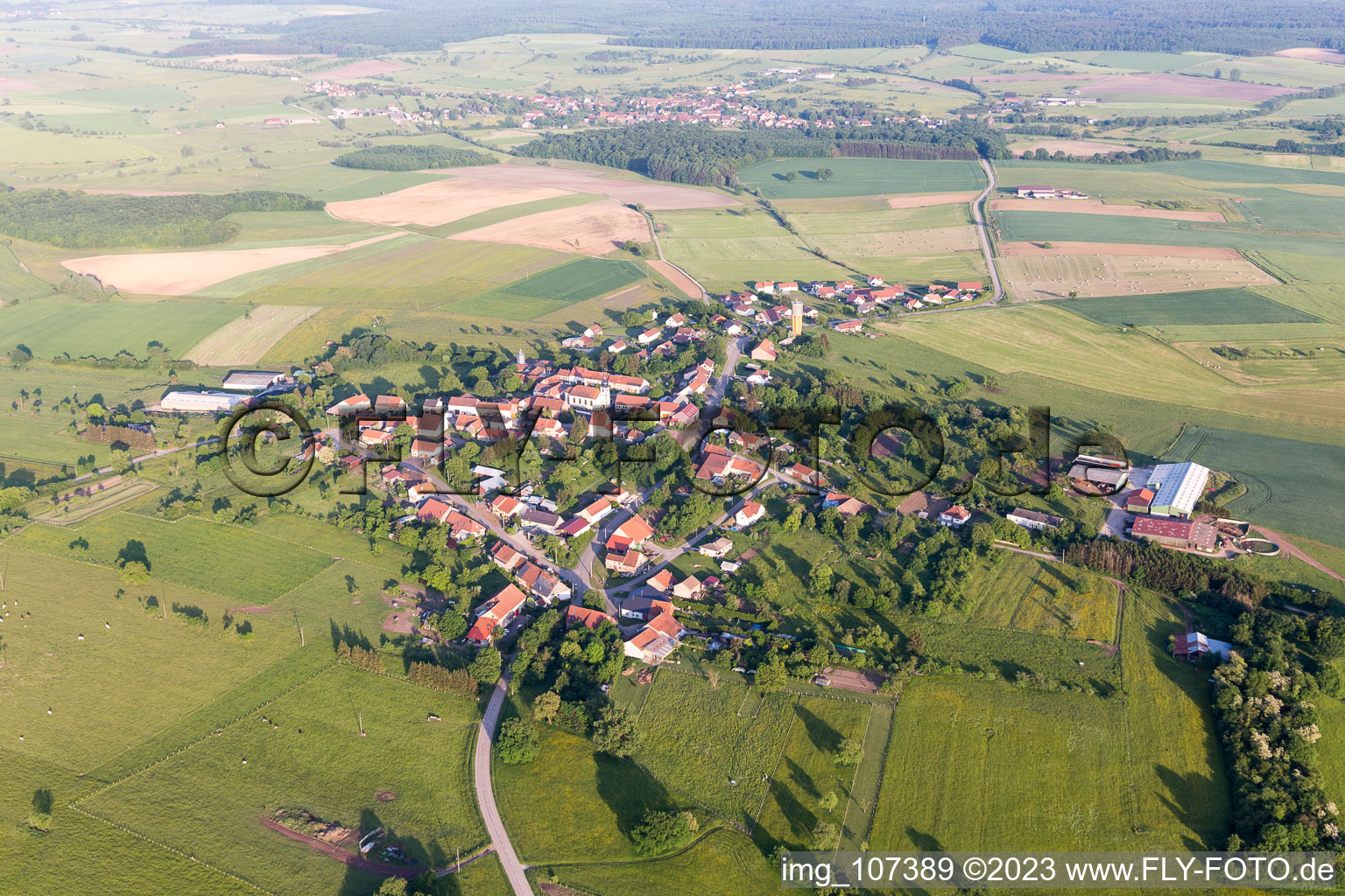 Luftbild von Honskirch im Bundesland Moselle, Frankreich