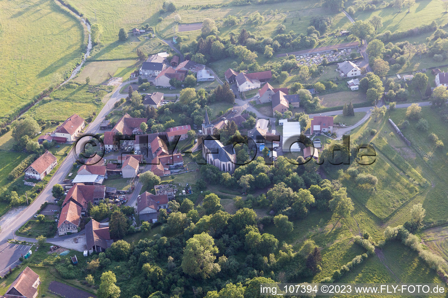 Vibersviller im Bundesland Moselle, Frankreich von oben