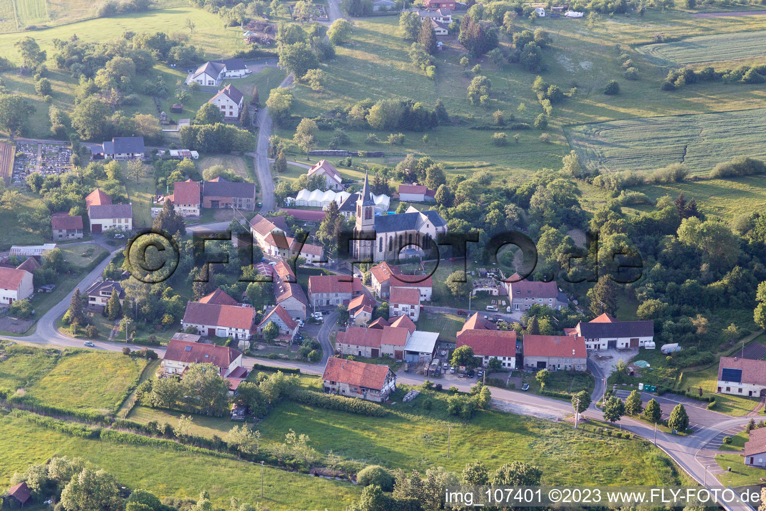 Vibersviller im Bundesland Moselle, Frankreich aus der Luft