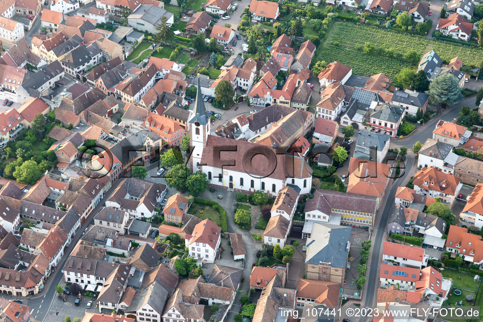 Maikammer im Bundesland Rheinland-Pfalz, Deutschland von der Drohne aus gesehen